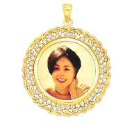 Personalized Photo Pendant  Featuring the Portrait of that Special Someone (s) Accented with Cubic Zirconium - SKU:356-NP96