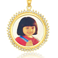 Personalized Photo Pendant  Featuring the Portrait of that Special Someone (s) Accented with Cubic Zirconium - SKU:356-NP97
