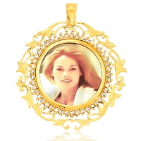 Personalized Photo Pendant  Featuring the Portrait of that Special Someone (s) Accented with Cubic Zirconium - SKU:356-NP99