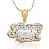 14k Yellow Gold Dual Layer Charm Pendant w/ Overtop "Someone Special" Design in White Gold Accent - SKU:50-36