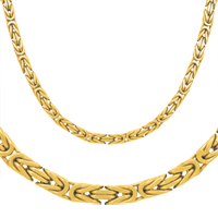 14K Yellow Gold Bizantina Chain and Matching Bracelet 5.0 mm - SKU:10-13