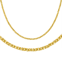 14K Yellow Gold Bizantina Chain and Matching Bracelet 2.0 mm - SKU:10-16