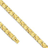 14K Solid Yellow Gold Men's Nugget Bracelet. 7.70mm Wide, 8.25" Inches Long. - SKU:110-11