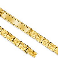 14K Solid Yellow Gold Men's Nugget ID Plate Bracelet. 8.70mm Wide, 8.5" Inches Long. - SKU:110-7