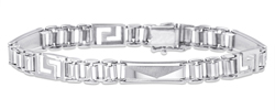 14K White Gold Unisex Greek Design Bracelet 6.5mm Wide - SKU:113-13