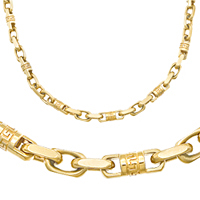 14K Yellow Gold Solid Bullet Chain & Matching Bracelet 6.0 mm - SKU:12-1
