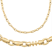 14K Yellow Gold Solid Bullet Chain & Matching Bracelet 6.0 mm - SKU:12-10
