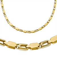 14K Two-Tone Gold Solid Bullet Chain & Matching Bracelet 4.0 mm - SKU:12-6