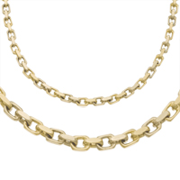 14K Two-Tone Gold Solid Bullet Chain & Matching Bracelet 5.0 mm - SKU:12-7
