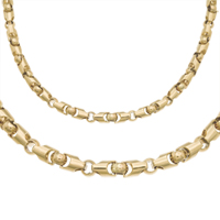 14K Yellow Gold Solid Bullet Chain & Matching Bracelet 6.0 mm - SKU:13-1