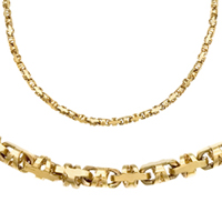 14K Yellow Gold Solid Bullet Chain & Matching Bracelet 5.0 mm - SKU:13-10