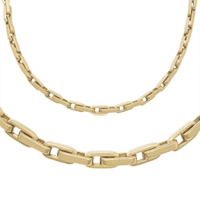 14K Yellow Gold Solid Bullet Chain & Matching Bracelet 5.0 mm - SKU:13-3