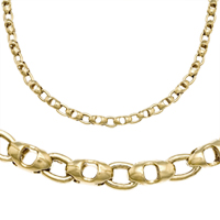 14K Yellow Gold Solid Bullet Chain & Matching Bracelet 5.0 mm - SKU:13-4