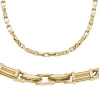 14K Yellow Gold Solid Bullet Chain & Matching Bracelet 5.0 mm - SKU:13-5
