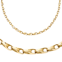 14K Yellow Gold Solid Bullet Chain & Matching Bracelet 4.0 mm - SKU:13-8