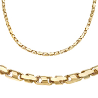 14K Yellow Gold Solid Bullet Chain & Matching Bracelet 4.0 mm - SKU:13-9