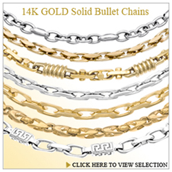 14K Gold Solid Bullet Chain