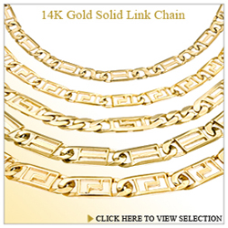 14K  Gold Solid Link Chain