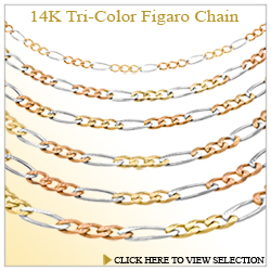14K Tri-Color Figaro Chain