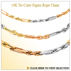 14K Tri-Color Figaro Rope Chain