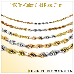 14K Tri-Color Gold Rope Chain