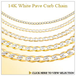 14K White Pave Curb Chain