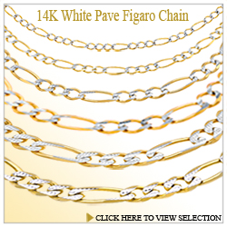 14K White Pave Figaro Chain