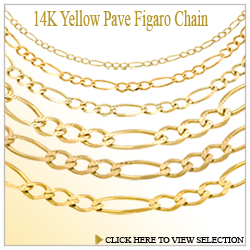  14K Yellow Pave Figaro Chain