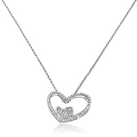 14K White Gold Diamond Heart Pendant 0.48 Ct.  - SKU:D15-05