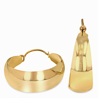 Ladies14K Yellow Gold Hi Polish Laser / Diamond cut Bangle Earrings 24.10mm in Diameter- SKU:208-14