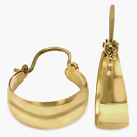 Ladies14K Yellow Gold Hi Polish Laser / Diamond cut Bangle Earrings 16.60mm in Diameter- SKU:208-15