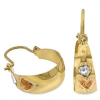 Ladies14K Tri-color Gold Hi Polish Laser / Diamond cut Bangle Earrings 16.20mm in Diameter - SKU:209-05