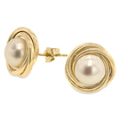 Ladies 14K Yellow Gold Cultured Freshwater Pearl Earring - SKU:231-14