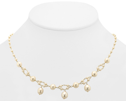 14K Yellow Gold Cultured Freshwater Pearl Necklace - SKU:261-03