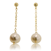 Ladies 14K Yellow Gold Cultured Freshwater Pearl Earring - SKU:261-08