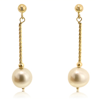 Ladies 14K Yellow Gold Cultured Freshwater Pearl Earring - SKU:261-09