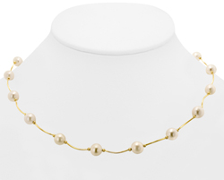 14K Yellow Gold Cultured Freshwater Pearl Necklace - SKU:262-04