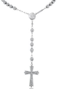 Rosary Beautifully Crafted in 14K White Gold - SKU:282-02