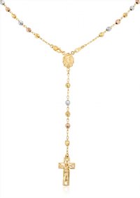 Rosary Beautifully Crafted in 14K Tri-color Gold - SKU:282-06