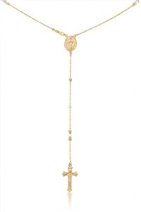 Rosary Beautifully Crafted in 14K Tri-color Gold - SKU:283-05