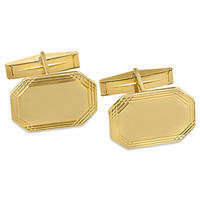 14K Solid Yellow Gold Cuff Links 20.0mm Wide - SKU:325-23