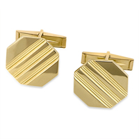 14K Solid Yellow Gold Cuff Links 18.0mm Wide - SKU:325-24