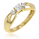 Ladies 14K Yellow Gold Three Stone Diamond Ring 0.35ct.tdw - SKU:337-33