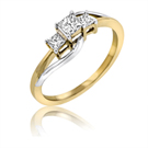 Ladies 14K Yellow Gold Three Stone Diamond Ring 0.38ct.tdw - SKU:337-35