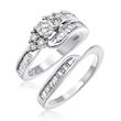 Ladies 14K White Gold Two Piece Engagement Ring 1.13ct. Tdw  - SKU:338-12