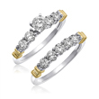 Ladies 14K White Gold Two Piece Engagement Ring With Yellow Gold Accents 1.75ct. Tdw  - SKU:338-15