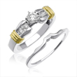 Ladies 14K White Gold Two Piece Engagement Ring With Yellow Gold Accents 0.53ct. Tdw  - SKU:338-20