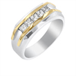 Men's 14K Two-Tone Ring With Channel Set Princess Cut Diamonds 0.90ct.  - SKU:340-12