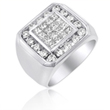Men's 14K White Gold Round & Invisible Princess Cut Diamond Ring 2.93ct.  - SKU:341-01