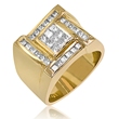Men's 14K Yellow Gold Invisible Princess Cut Diamond Ring 2.40ct.  - SKU:341-03
